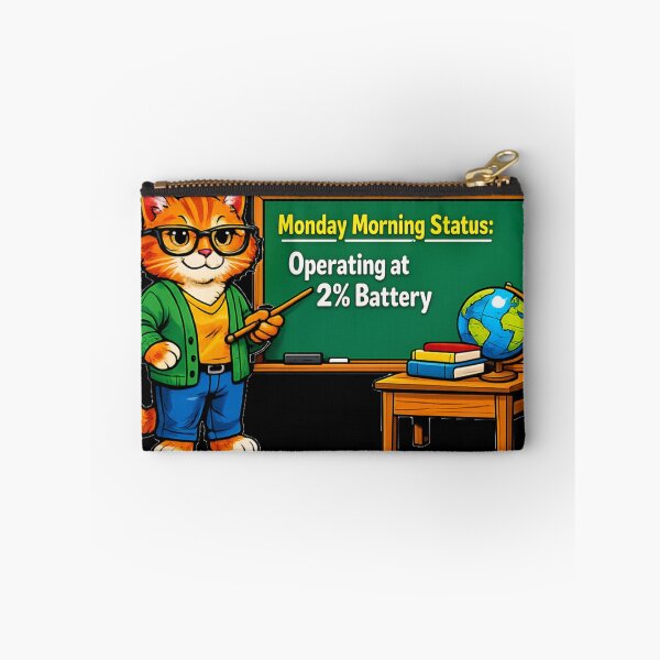 Item preview, Funny Monday Morning Cat Teacher Operating At 2 Percent Battery designed and sold by DeliaDesignsCo.