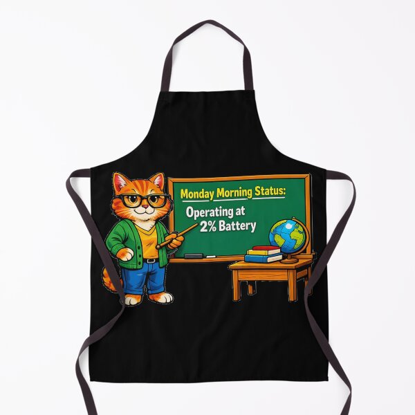 Item preview, Funny Monday Morning Cat Teacher Operating At 2 Percent Battery designed and sold by DeliaDesignsCo.