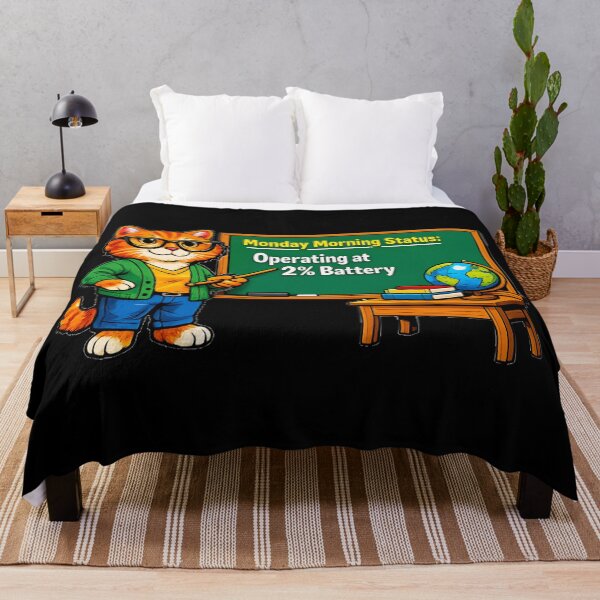Item preview, Funny Monday Morning Cat Teacher Operating At 2 Percent Battery designed and sold by DeliaDesignsCo.