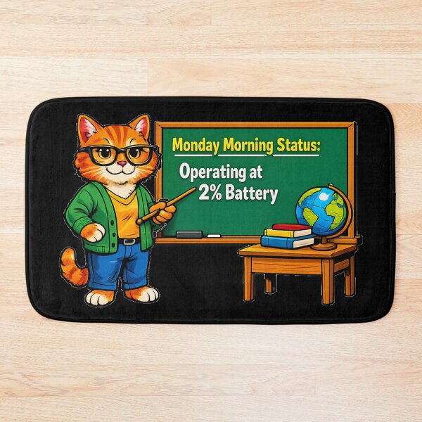 Item preview, Funny Monday Morning Cat Teacher Operating At 2 Percent Battery designed and sold by DeliaDesignsCo.