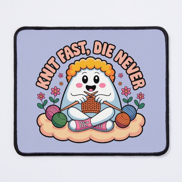 Item preview, Knit Fast Die Never Cute Ghost Knitting Halloween T-Shirt designed and sold by Raw Tigers.