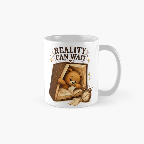 Item preview, Reality Can Wait Teddy Bear Book Lover Sticker designed and sold by DreamTags Studio.
