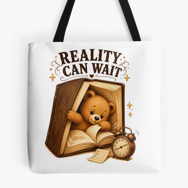 Item preview, Reality Can Wait Teddy Bear Book Lover Sticker designed and sold by DreamTags Studio.