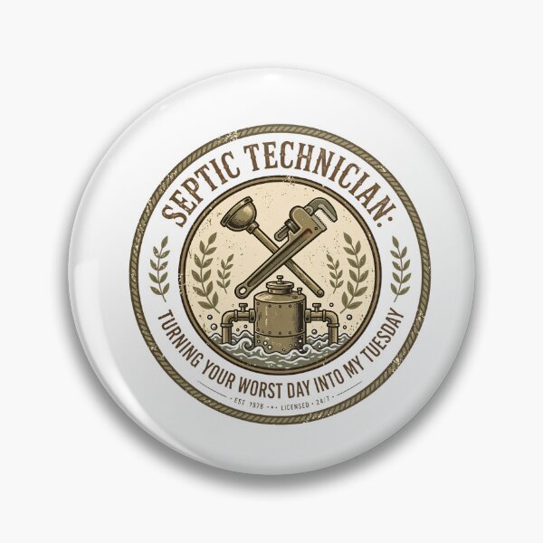 Item preview, Septic Technician Turning Your Worst Day Into My Tuesday Funny Plumber Badge Blue Collar Humor designed and sold by Neurospicy Trolls.