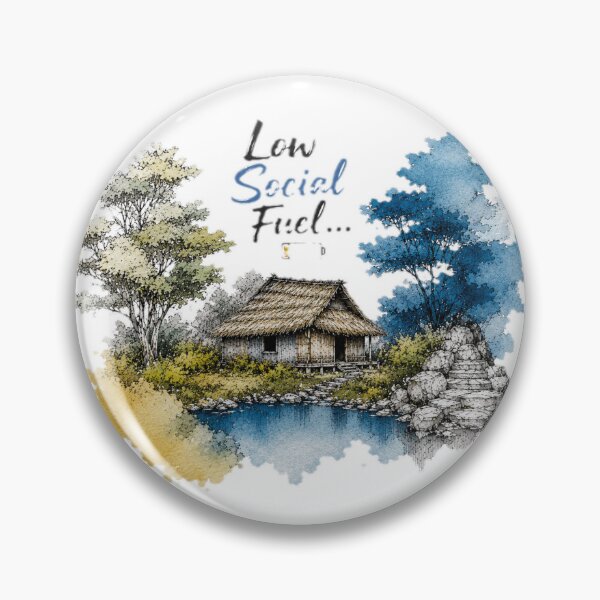 Item preview, Low Social Fuel | Watercolor Cottage Retreat Sticker designed and sold by Genzfirevibes.