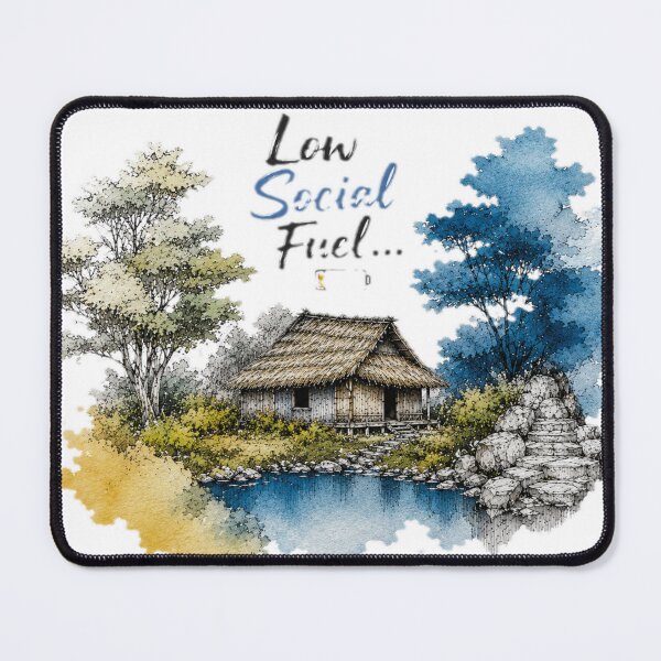 Item preview, Low Social Fuel | Watercolor Cottage Retreat Sticker designed and sold by Genzfirevibes.