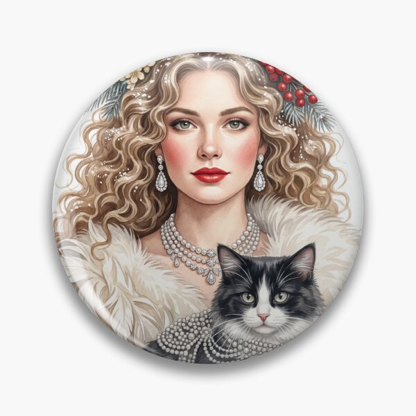 Item preview, Beautiful Winter Queen With Black Tuxedo Cat designed and sold by KLSRAJ.