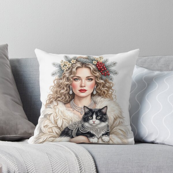 Item preview, Beautiful Winter Queen With Black Tuxedo Cat designed and sold by KLSRAJ.