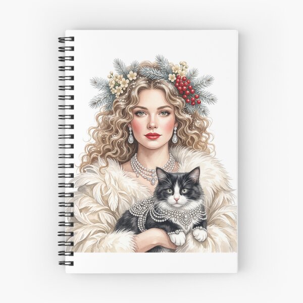 Item preview, Beautiful Winter Queen With Black Tuxedo Cat designed and sold by KLSRAJ.