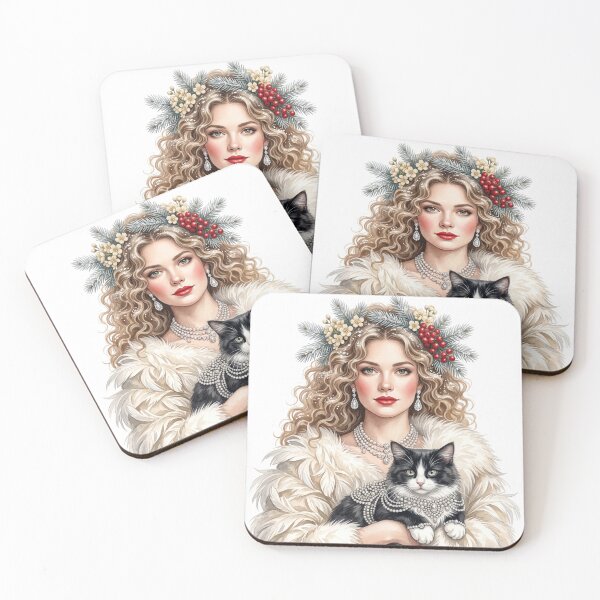 Item preview, Beautiful Winter Queen With Black Tuxedo Cat designed and sold by KLSRAJ.