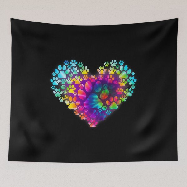 Item preview, Colorful Rainbow Paw Print Heart Art designed and sold by GiaoCalonas.