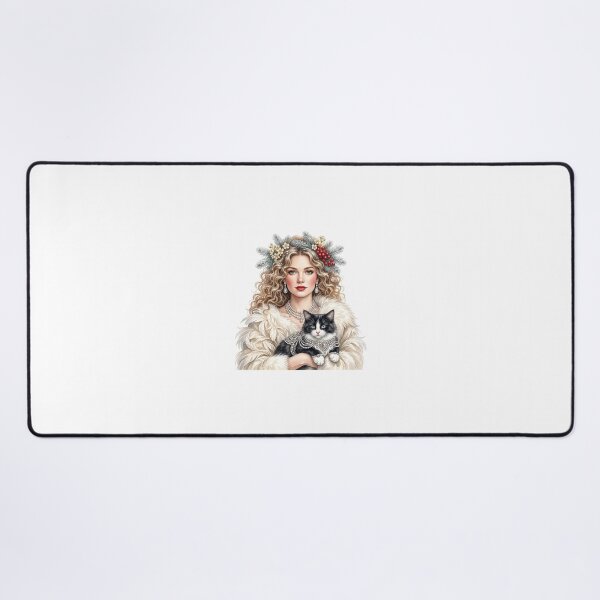 Item preview, Beautiful Winter Queen With Black Tuxedo Cat designed and sold by KLSRAJ.