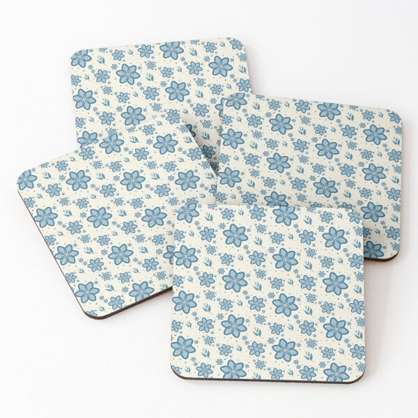 Item preview, Soft Blue Floral Bloom Pattern on Cream designed and sold by SeJaa.