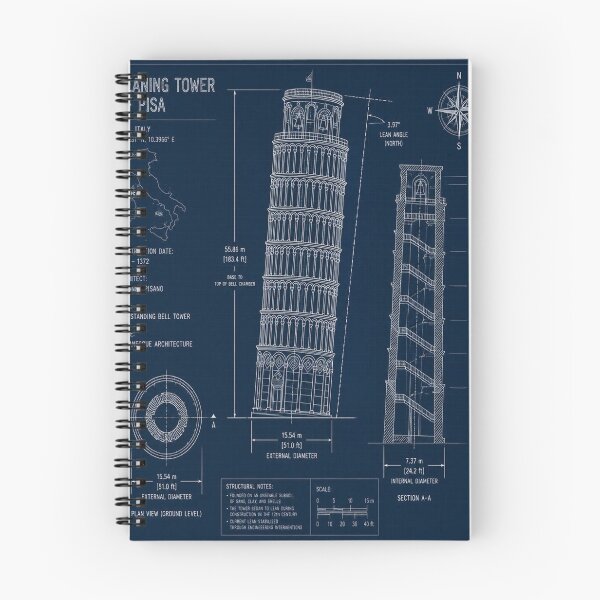 Item preview, Leaning Tower of Pisa Blueprint designed and sold by SunnyDesign82.