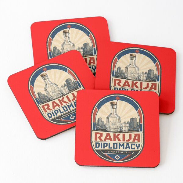 Item preview, Rakija Diplomacy Eastern European Strong Spirits Retro Badge designed and sold by Soft Panic Studio.