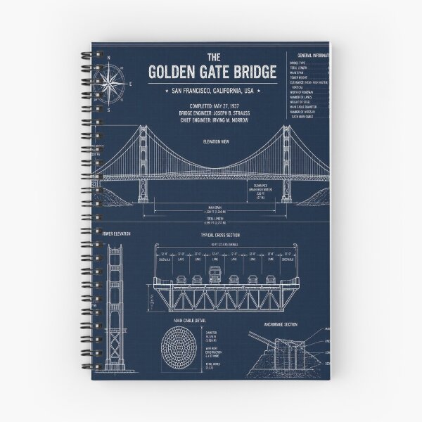 Item preview, Golden Gate Bridge Blueprint designed and sold by SunnyDesign82.