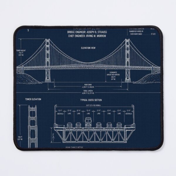 Item preview, Golden Gate Bridge Blueprint designed and sold by SunnyDesign82.