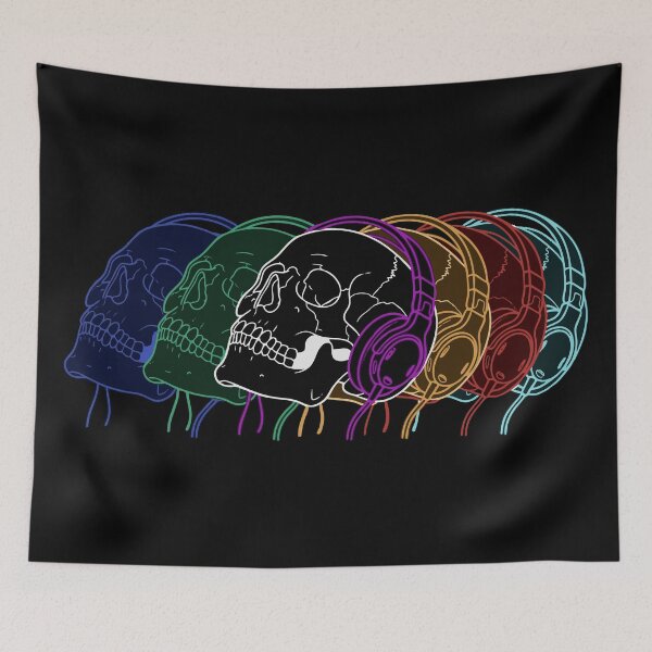 Item preview, Rainbow Skull Streamer Headphones – Glitch Alt Goth Design designed and sold by ShirtRemarks.