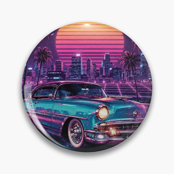 Item preview, Retro Neon Vintage Cruiser Car Synthwave Sunset | 80s Retro Classic Car T-Shirt Design designed and sold by Graphic Therapist.