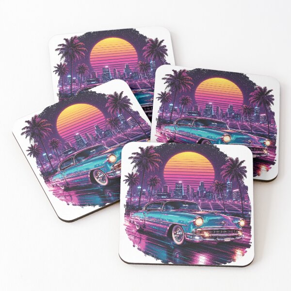Item preview, Retro Neon Vintage Cruiser Car Synthwave Sunset | 80s Retro Classic Car T-Shirt Design designed and sold by Graphic Therapist.