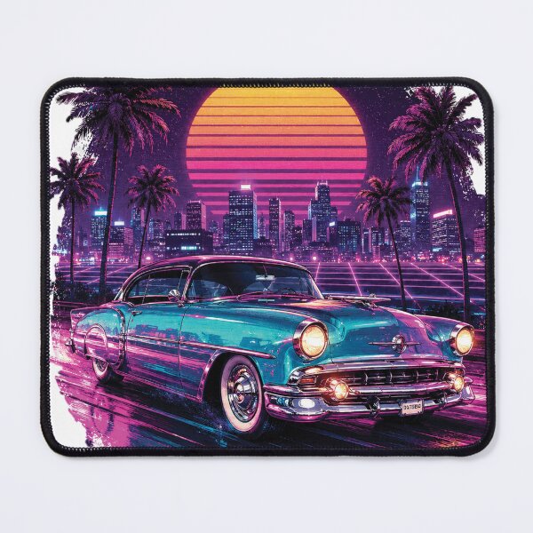 Item preview, Retro Neon Vintage Cruiser Car Synthwave Sunset | 80s Retro Classic Car T-Shirt Design designed and sold by Graphic Therapist.