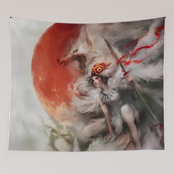 Item preview, Cute kawaii art girl [[momonokes's]] -%[ghiblis]%- ride wolf aways  designed and sold by uwwooshop.