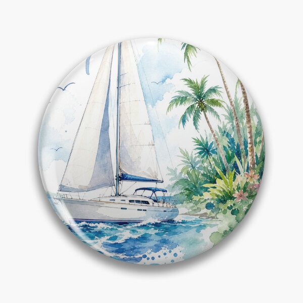 Item preview, Sail Away Watercolor Sailboat | Tropical Ocean Paradise Coastal Art designed and sold by puzzell.