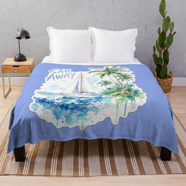 Item preview, Sail Away Watercolor Sailboat | Tropical Ocean Paradise Coastal Art designed and sold by puzzell.