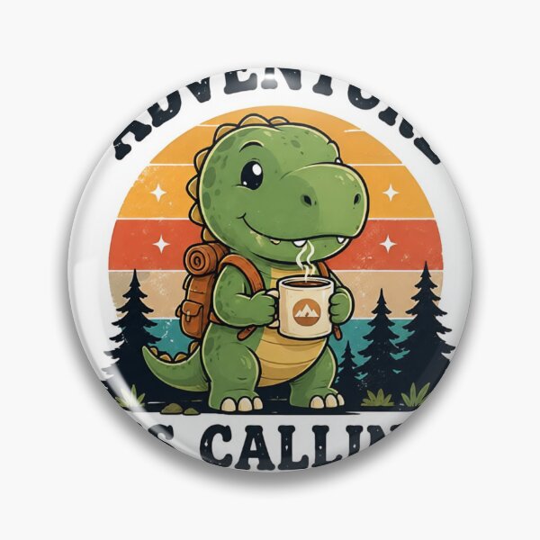 Item preview, Adventure Is Calling Cute Dinosaur Camping | Retro Cartoon Dinosaur  designed and sold by RishavShandily.
