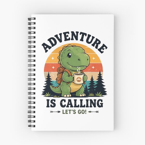 Item preview, Adventure Is Calling Cute Dinosaur Camping | Retro Cartoon Dinosaur  designed and sold by RishavShandily.