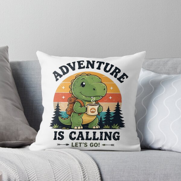 Item preview, Adventure Is Calling Cute Dinosaur Camping | Retro Cartoon Dinosaur  designed and sold by RishavShandily.