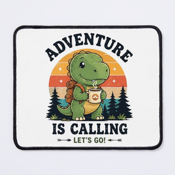 Item preview, Adventure Is Calling Cute Dinosaur Camping | Retro Cartoon Dinosaur  designed and sold by RishavShandily.
