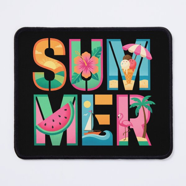 Item preview, Retro Summer Typography with Beach, Watermelon, Flamingo and Tropical  designed and sold by fawzimorsy.