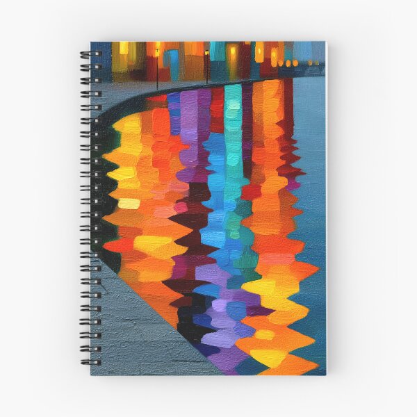 Item preview, Vibrant Night Cityscape Water Reflection Impasto Art designed and sold by colorful-white.