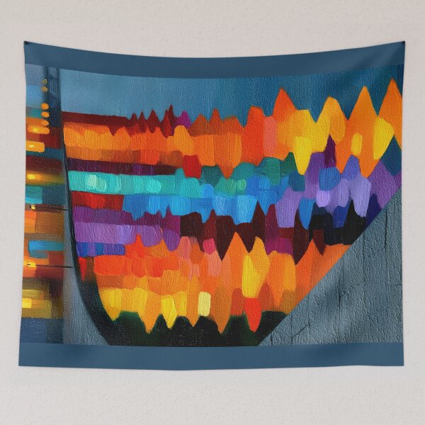 Item preview, Vibrant Night Cityscape Water Reflection Impasto Art designed and sold by colorful-white.