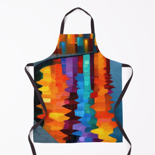 Item preview, Vibrant Night Cityscape Water Reflection Impasto Art designed and sold by colorful-white.
