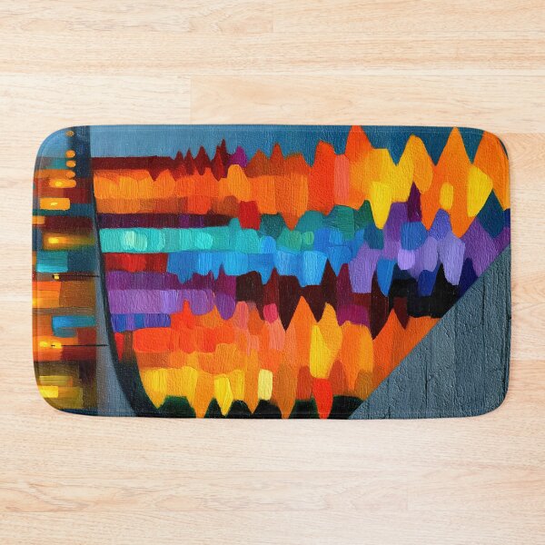 Item preview, Vibrant Night Cityscape Water Reflection Impasto Art designed and sold by colorful-white.