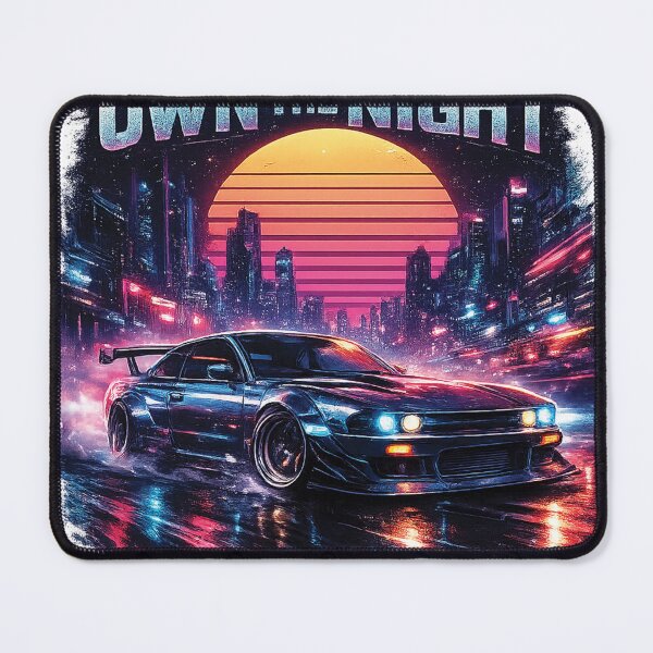 Item preview, OWN THE NIGHT Retro Midnight Street Racer | Neon Synthwave JDM Car T-Shirt Design designed and sold by Graphic Therapist.