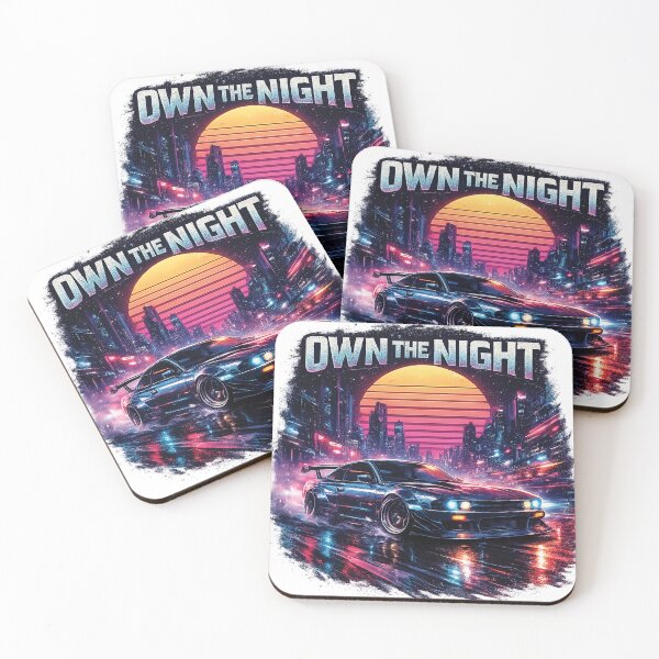 Item preview, OWN THE NIGHT Retro Midnight Street Racer | Neon Synthwave JDM Car T-Shirt Design designed and sold by Graphic Therapist.
