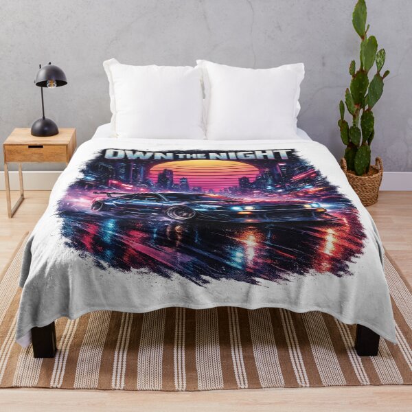 Item preview, OWN THE NIGHT Retro Midnight Street Racer | Neon Synthwave JDM Car T-Shirt Design designed and sold by Graphic Therapist.