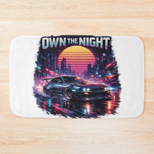 Item preview, OWN THE NIGHT Retro Midnight Street Racer | Neon Synthwave JDM Car T-Shirt Design designed and sold by Graphic Therapist.