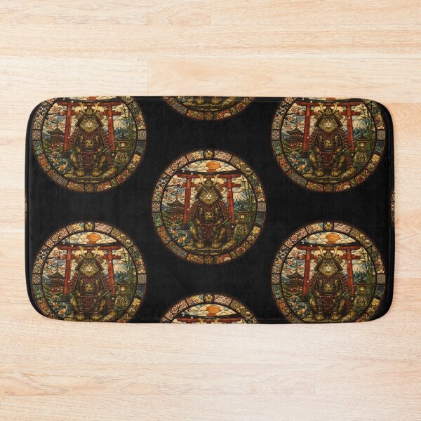 Item preview, Japan Medieval Stained Glass Black Cat | Japanese Cat Art designed and sold by Genius Geek.