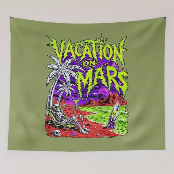 Item preview, Vacation on Mars – Skeleton Beach, Alien Surf & Retro Sci-Fi Design designed and sold by puzzell.