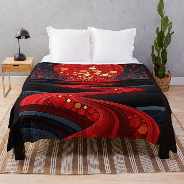 Item preview, Striking Red Moon Abstract Flowing Landscape designed and sold by colorful-white.