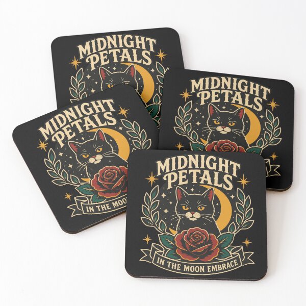 Item preview, Midnight Petals Black Cat Beneath the Moon with Gothic Rose and Vintage Celestial Botanical Artwork designed and sold by Huddy-clothes.