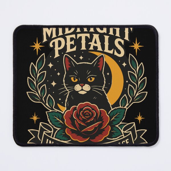 Item preview, Midnight Petals Black Cat Beneath the Moon with Gothic Rose and Vintage Celestial Botanical Artwork designed and sold by Huddy-clothes.