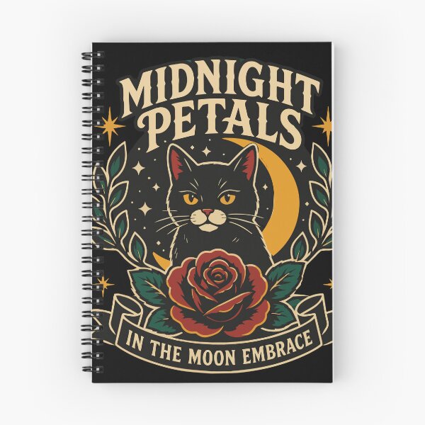 Item preview, Midnight Petals Black Cat Beneath the Moon with Gothic Rose and Vintage Celestial Botanical Artwork designed and sold by Huddy-clothes.