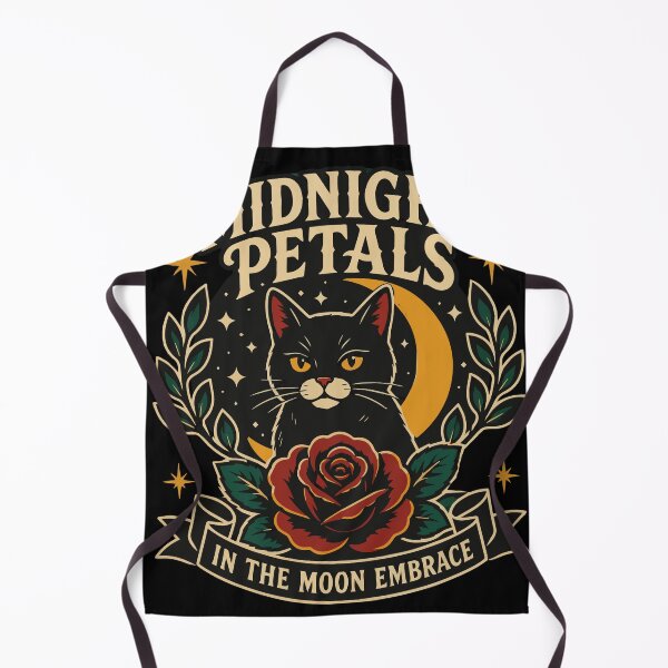 Item preview, Midnight Petals Black Cat Beneath the Moon with Gothic Rose and Vintage Celestial Botanical Artwork designed and sold by Huddy-clothes.
