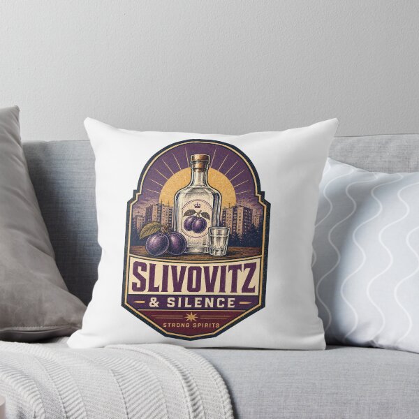 Item preview, Slivovitz and Silence Eastern European Plum Brandy Retro Badge designed and sold by Soft Panic Studio.