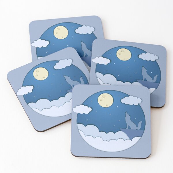 Item preview, Howling Wolf Under Moon and Clouds designed and sold by CozyLittleShop.